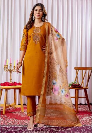 Picture of Pretty Silk Golden Rod Readymade Salwar Kameez