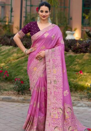 Picture of Superb Silk Pale Violet Red Saree