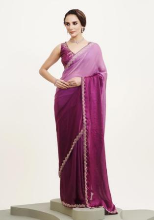 Picture of Alluring Satin Dark Magenta Saree
