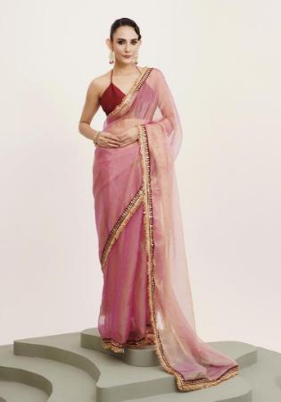 Picture of Fine Satin Pale Violet Red Saree