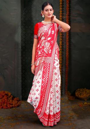 Picture of Ravishing Cotton & Linen Antique White Saree