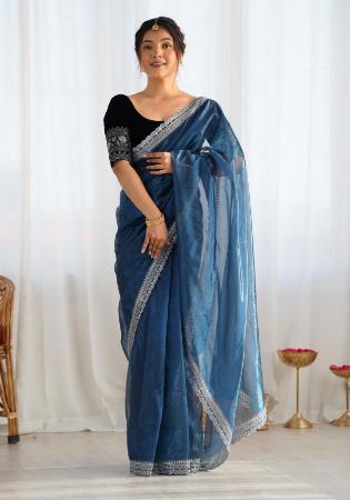 Picture of Shapely Net Midnight Blue Saree