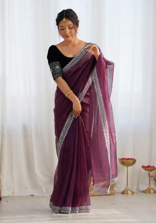 Picture of Beautiful Net Saddle Brown Saree