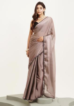 Picture of Good Looking Silk Silver Saree