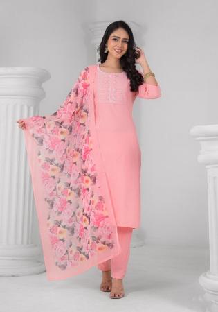 Picture of Rayon Pale Violet Red Readymade Salwar Kameez