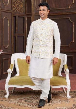 Picture of Exquisite Silk White Kurtas