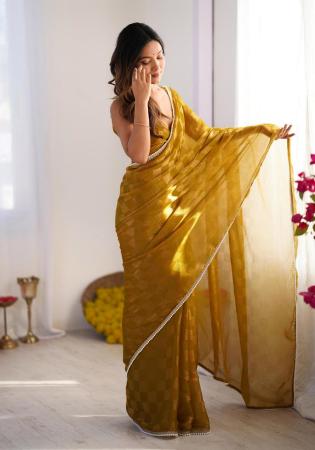 Picture of Comely Chiffon Olive Saree