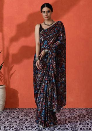 Picture of Ideal Chiffon Black Saree