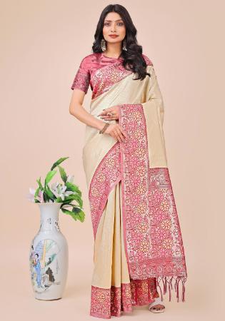 Picture of Grand Linen & Silk Beige Saree