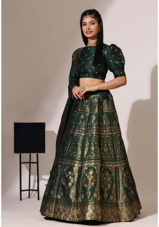 Picture of Stunning Chiffon Dark Olive Green Lehenga Choli