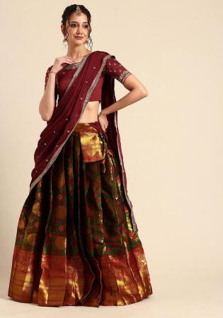 Picture of Sublime Silk Dark Olive Green Lehenga Choli