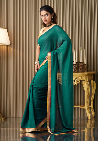 Picture of Good Looking Chiffon & Net & Organza Teal Saree