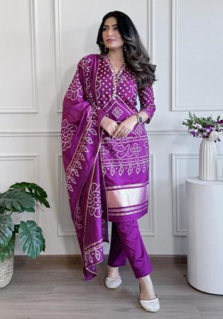 Picture of Splendid Cotton Dark Orchid Readymade Salwar Kameez
