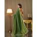 Picture of Chiffon & Satin & Silk Dark Olive Green Saree