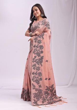 Picture of Amazing Cotton & Linen Burly Wood Saree