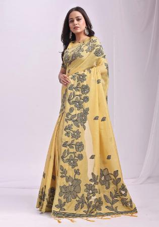 Picture of Splendid Cotton & Linen Khaki Saree