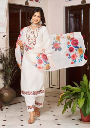 Picture of Alluring Silk Off White Readymade Salwar Kameez