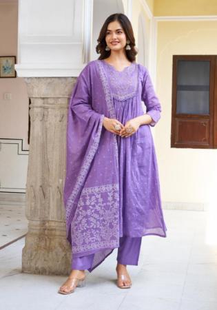 Picture of Good Looking Silk Medium Purple Readymade Salwar Kameez