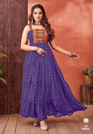 Picture of Ideal Cotton & Georgette Violet Readymade Gown