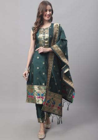 Picture of Cotton & Silk Sea Green Readymade Salwar Kameez