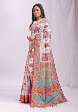 Picture of Good Looking Cotton & Linen White Saree