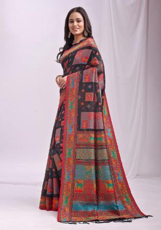 Picture of Excellent Cotton & Linen Black Saree