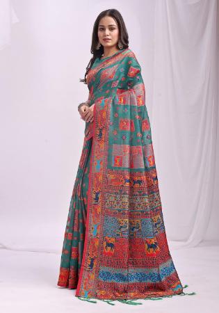 Picture of Magnificent Cotton & Linen Medium Sea Green Saree