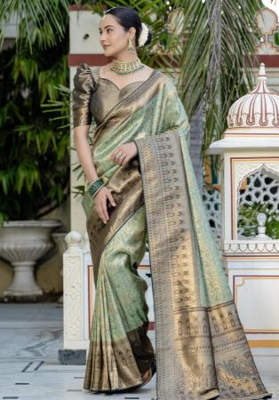 Picture of Superb Silk Dark Sea Green Saree