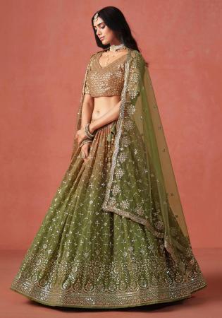 Picture of Shapely Georgette Dark Olive Green Lehenga Choli