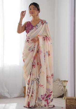 Picture of Splendid Georgette Rosy Brown Saree