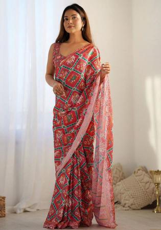 Picture of Amazing Georgette Indian Red Saree