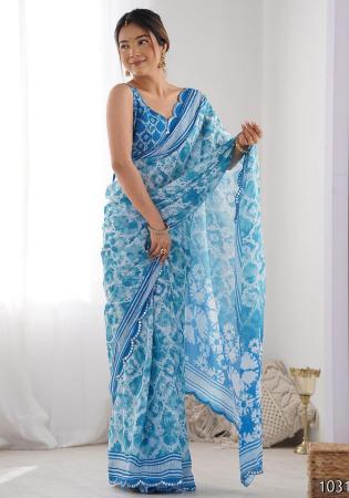 Picture of Sightly Georgette Cadet Blue Saree
