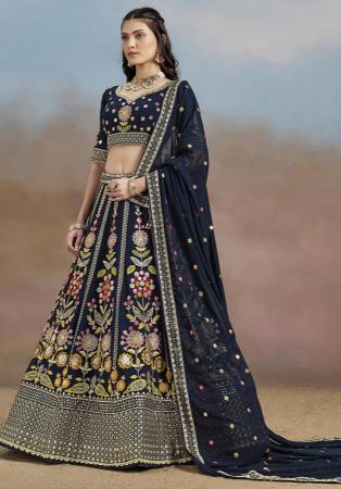 Picture of Pleasing Georgette Dark Slate Grey Lehenga Choli