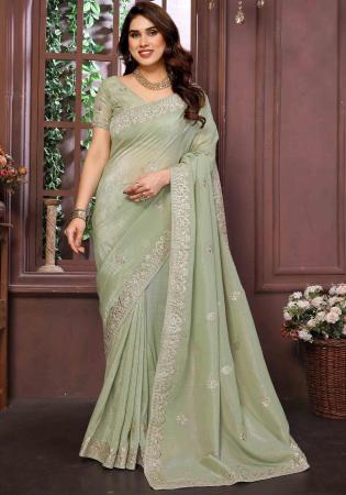 Picture of Superb Chiffon Dark Sea Green Saree