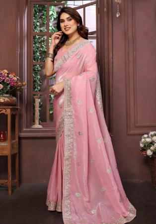 Picture of Elegant Chiffon Pink Saree