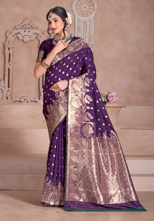 Picture of Fine Silk Dark Slate Blue Saree