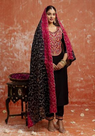 Picture of Delightful Rayon Black Readymade Salwar Kameez