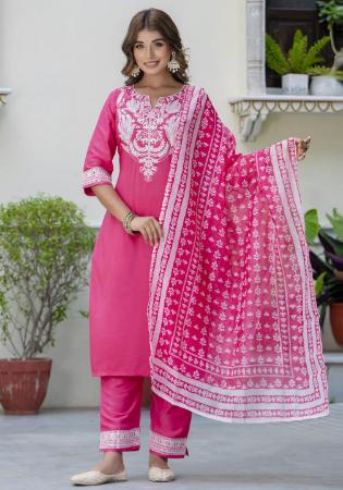 Picture of Nice Silk Deep Pink Readymade Salwar Kameez