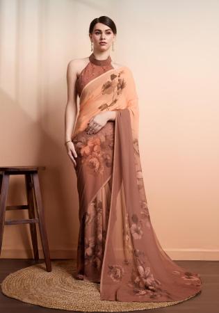 Picture of Sightly Georgette Rosy Brown Saree