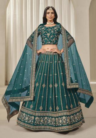 Picture of Appealing Silk Teal Lehenga Choli