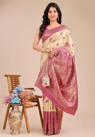 Picture of Beautiful Silk Antique White Saree
