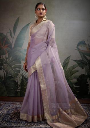 Picture of Gorgeous Silk Dark Grey Saree