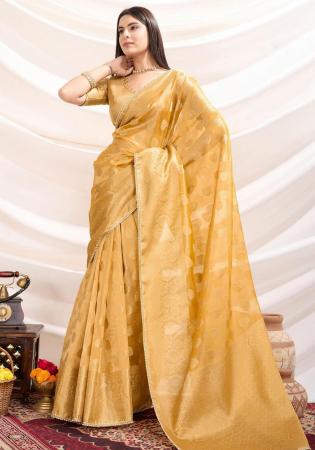 Picture of Shapely Silk Golden Rod Saree