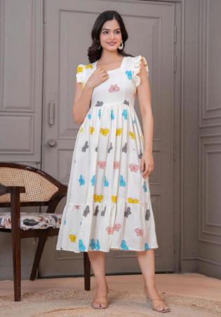 Picture of Enticing Cotton Light Steel Blue Readymade Gown