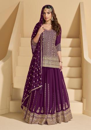 Picture of Fine Georgette Purple Straight Cut Salwar Kameez