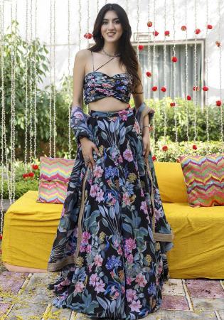 Picture of Pleasing Georgette Dark Slate Grey Lehenga Choli