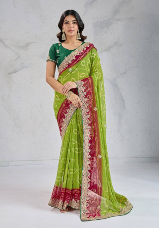 Picture of Amazing Georgette Olive Drab Saree