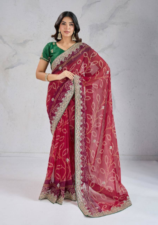 Picture of Sublime Georgette Fire Brick Saree