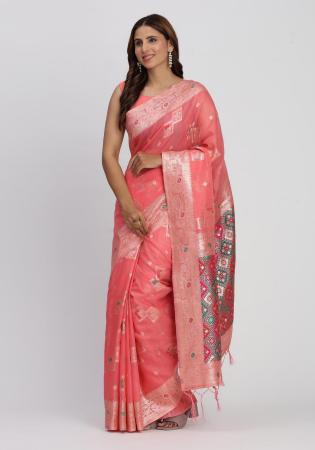 Picture of Enticing Cotton & Linen Light Coral Saree