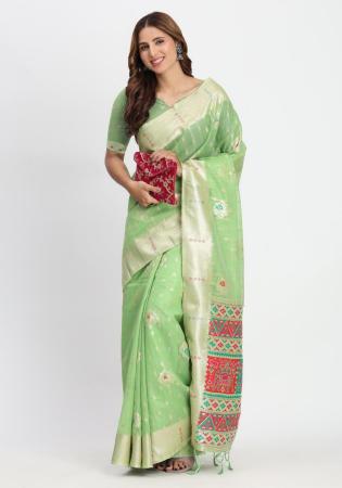Picture of Appealing Cotton & Linen Pale Green Saree